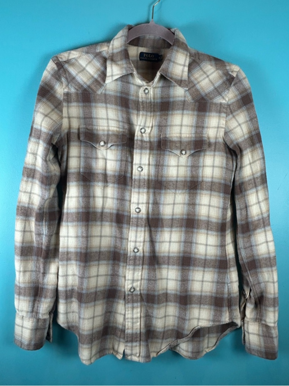 Polo by Ralph Lauren Brown and Cream Plaid Button-Down Shirt